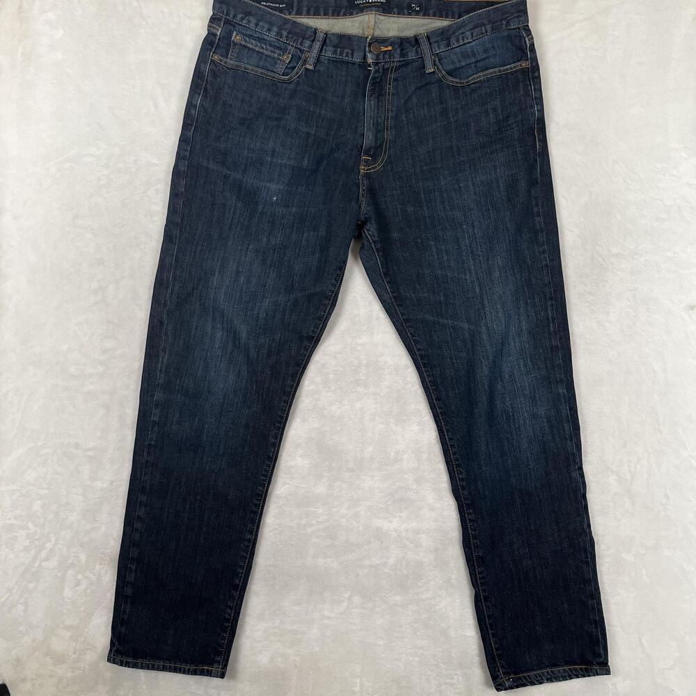 Lucky Brand 410 Athletic Slim Jeans Mens 38x32 Blue Tapered Denim Dark Wash